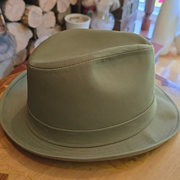 Vintage Men's Olive Green Wool Blend Fedora Hat - Picture 4 of 9